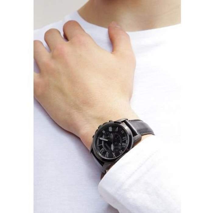 Grant Chronograph Full Black Leather Watch