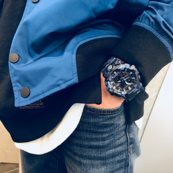 Casio G-Shock GA-700CM-2ADR Original Men's Digital Analog Special Color  Blue Camouflage Resin Watch GA-700CM-2A