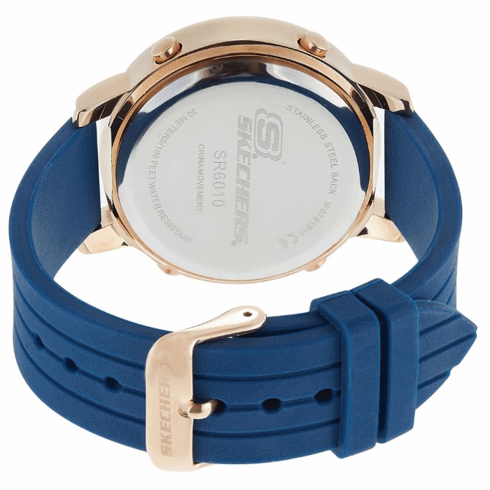 Skechers SR6010 Women's Digital Rose Gold Steel Blue Silicone Strap