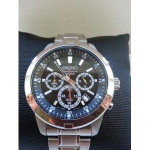 Official Warranty] Seiko SKS605P1 Men's Neo Sports Chronograph Quartz Black  Dial Silver Steel Strap Watch (watch
