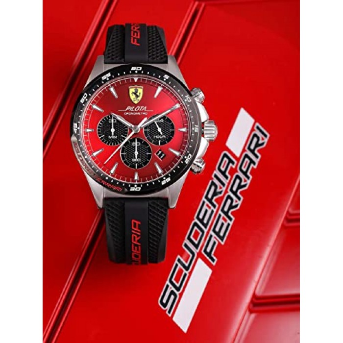 [Official Warranty] Scuderia Ferrari 830595 Men's Pilota Chronograph