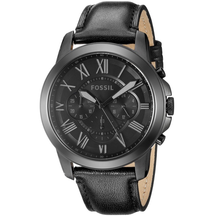 Grant Chronograph Full Black Leather Watch