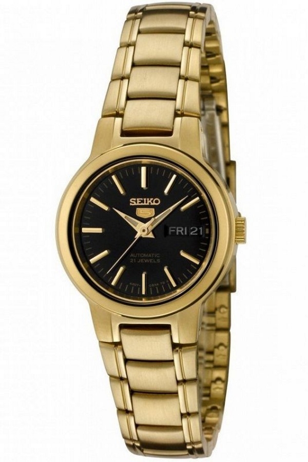 Seiko Symk22k1 Women S 5 Automatic 21 Jewel Gold Plated Steel Watch